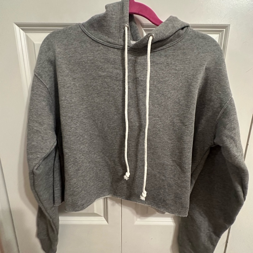 Target Gray Cropped Hoodie with Drawstrings